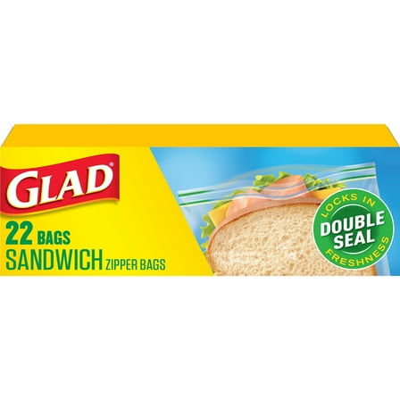 Glad Food Storage Zipper, Sandwich, 22ct
