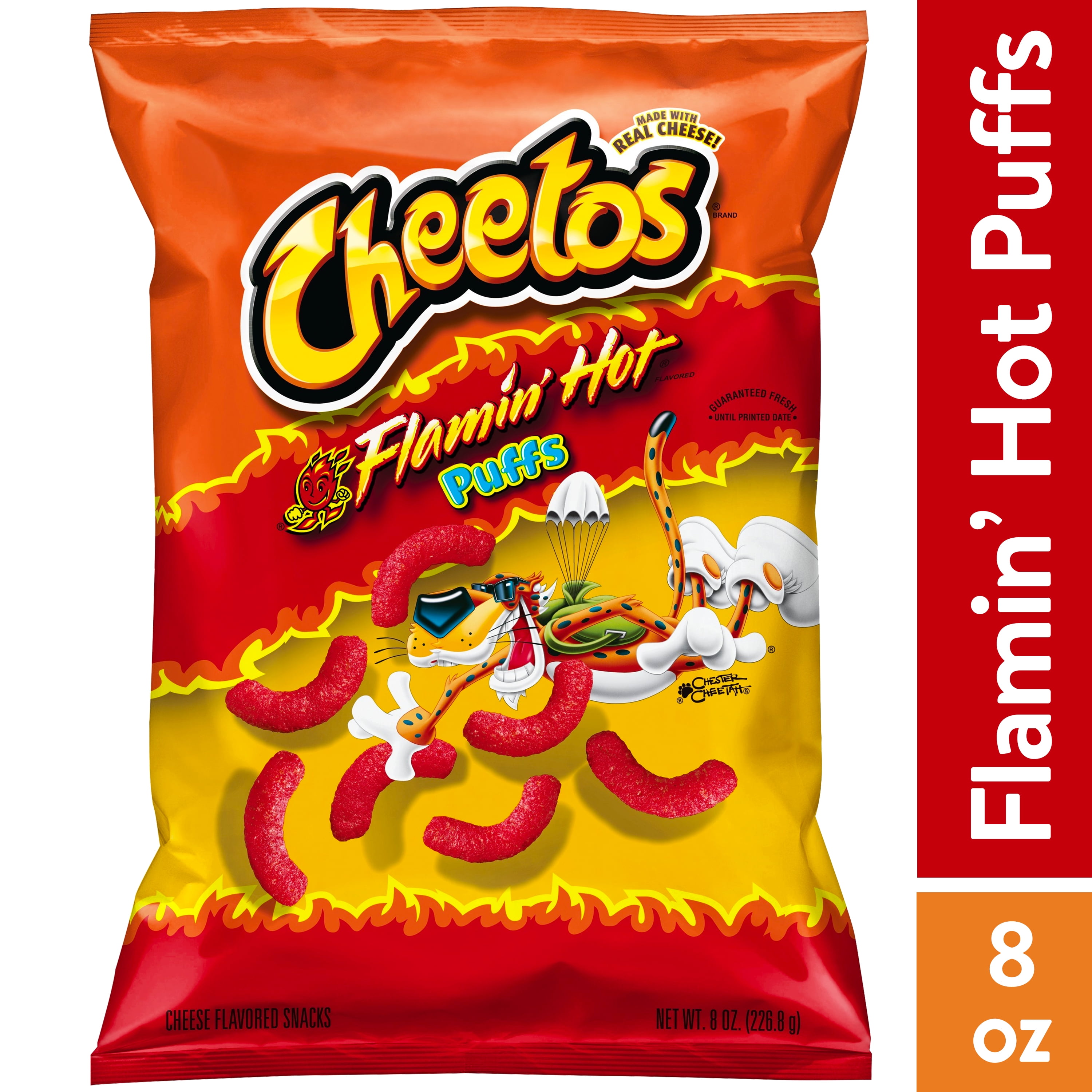 Cheetos Chips Puffs Flamin Hot Cheese Flavoured Snacks 230g 8oz {imported From Canada