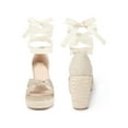 thumbnail image 5 of BLISSFUL STEP Lace Up Platform Espadrilles Wedges Heel Sandals for Women Gold 7.5, 5 of 6