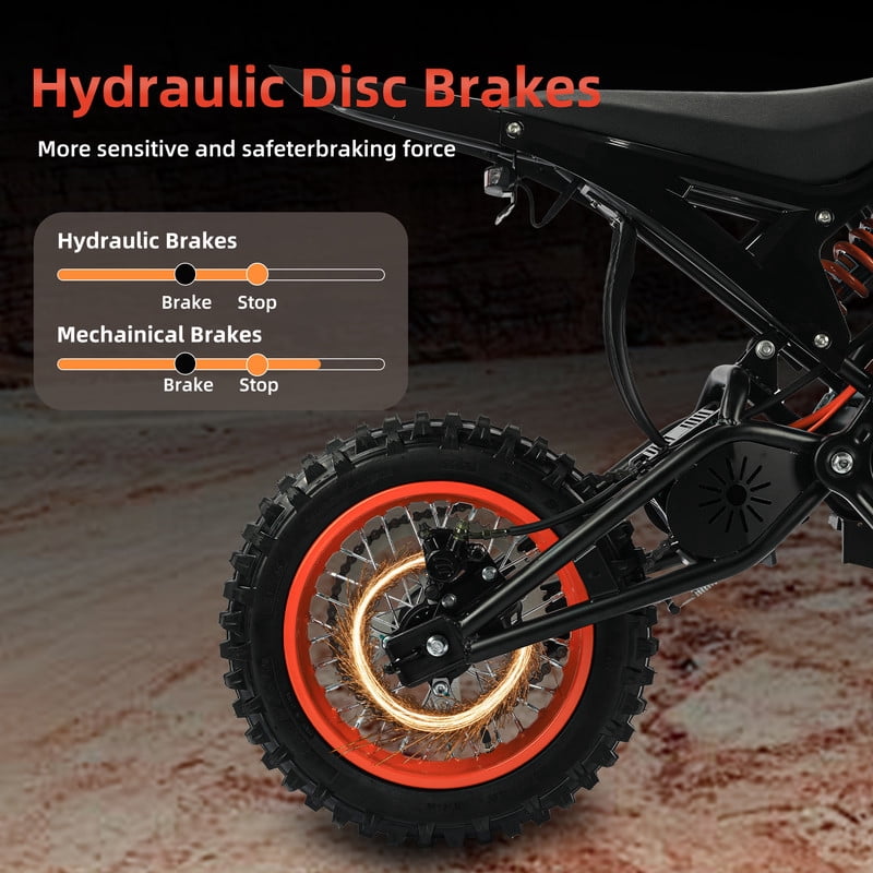3000W(Peak)37MPH Electric Dirt Bike for Adult Teens,48V23AH Electric Motorcycle, 14"/12" all terrain off road bicycles,Hydraulic Disc Brakes UL2849
