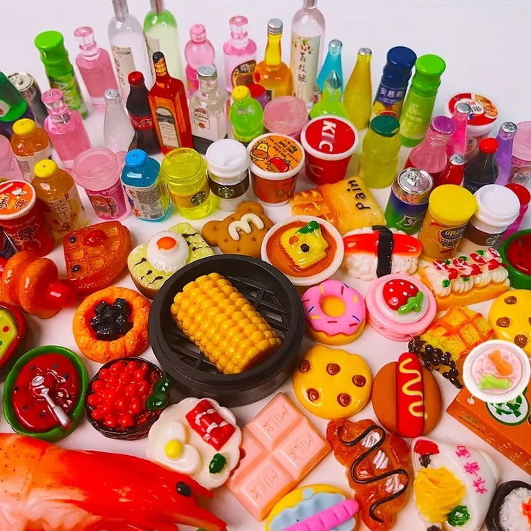 150 Piece Miniature Food & Drink Bottles Set - Resin Dollhouse Toys For 1/12 Scale, Kitchen Pretend Play