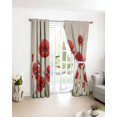 thumbnail image 3 of Red Poppy Blackout Curtains for Bedroom/Living Room, Thermal Insulated Kitchen Curtains, Spring Summer Farmhouse Flowers Rustic Burlap Grommet Darkening Window Treatment Drapes 52"x63"x2, 3 of 8