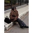 thumbnail image 6 of Womens Faux Fur Coat Faux Fur Jacket Long Sleeve Lapel Furry Winter Jackets Parka Short Coat Chocolate Color S, 6 of 8