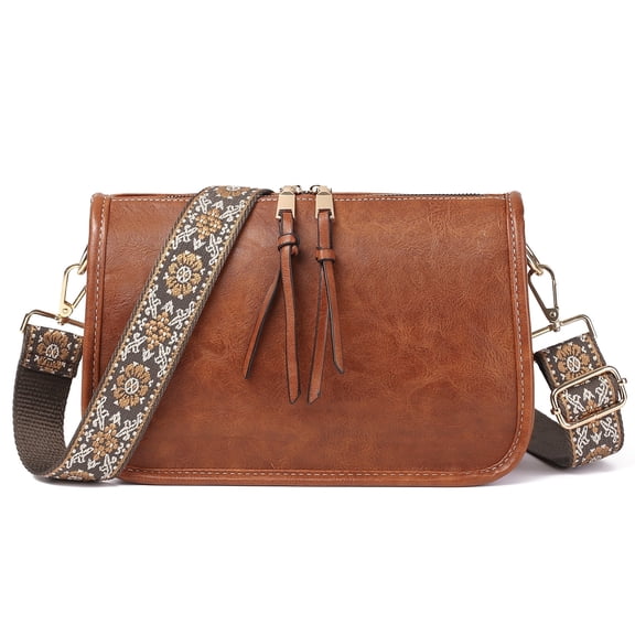 SENDEFN Trendy Leather Crossbody Purse with Tassel Zipper for Women Purses,Small Shoulder Handbags with Wide Strap Detachable