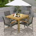 thumbnail image 2 of Gymax 5 PCS Patio Dining Set Acacia Wood Table w/ 1.9'' Umbrella Hole Wicker Armchairs, 2 of 10