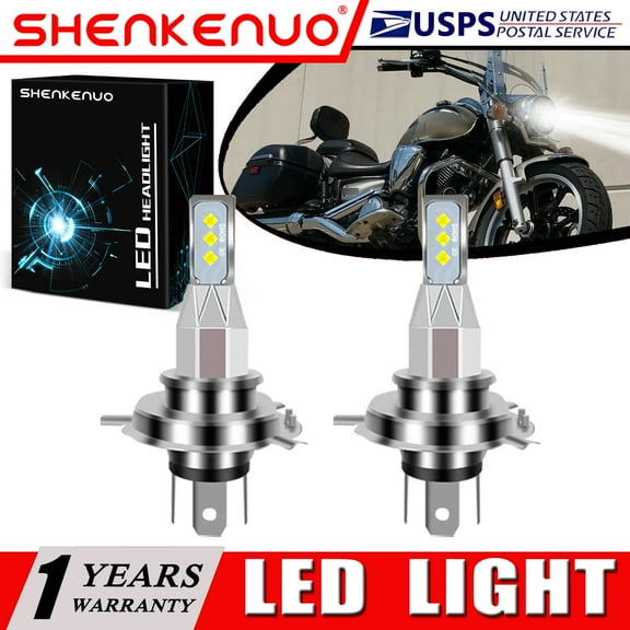 SHENKENUO For Yamaha V-Star 950 1100 1300 Stryker Silverado - H4 9003 LED Headlights Bulbs,Pack of 2,C76