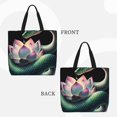 thumbnail image 2 of Fotbe Snake Holding A Lotus Bolsa Tote con Estampado para Mujer, Bolsos con Cremallera, Bolsa de Hombro Casual de Gran Capacidad con Bolsillos Internos, 2 of 7