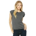 thumbnail image 1 of Bella Canvas Womens Flowy Rolled Cuffs Muscle Tee, S, Dark Grey Heather, 1 of 3