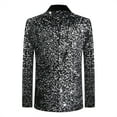 thumbnail image 3 of Cloudstyle Men's Shawl Lapel Sequined Blazer, Slim Fit Crinkle-Texture Dinner Jacket for Banquets & Events, 3 of 10