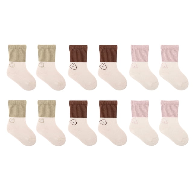 Calcetines de tubo medio a juego de colores para bebés de otoño e invierno, calcetines de dibujos animados sin hueso para bebés para niños pequeños