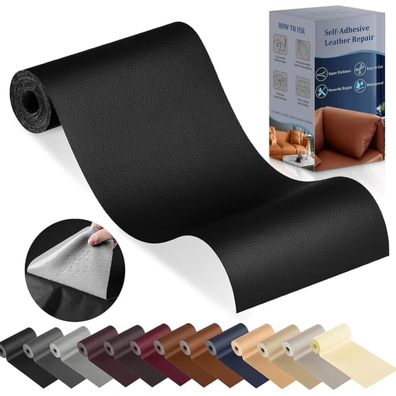 Leather Repair Patch for Furniture, 4" x 78" Self Adhesive Leather Repair Kit Vinyl Repair Tape for Car Seat Sofa Jackets Couches Chair Black