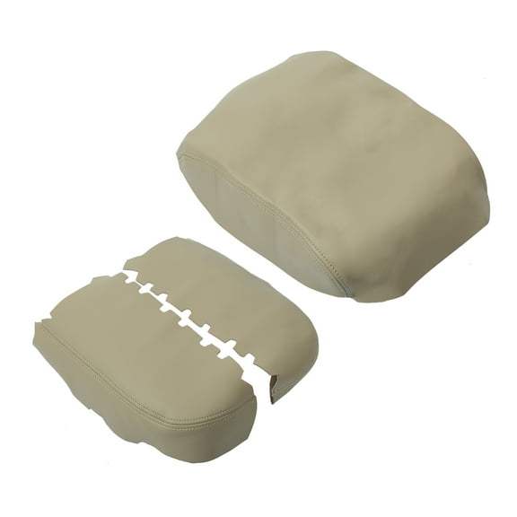 Center Console Front Door Cover Armrest Cover Pad Replacement Microfiber Leather for Honda Pilot 2009-2015 Beige 1 Set