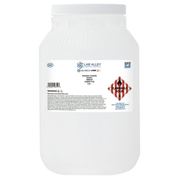 Lab Alley Camphor, Crystals, Refined Grade, Kosher Certified - 1lb