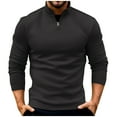 thumbnail image 3 of Feancey Quarter Zip Golf Pullover Men Slim Fit Casual Long Sleeve Polo Shirt Mens 1/4 Zipper Collar Sweatshirts Fall Lightweight Fashion Athletic Sweatshirt Holiday Gifts Black XL, 3 of 7
