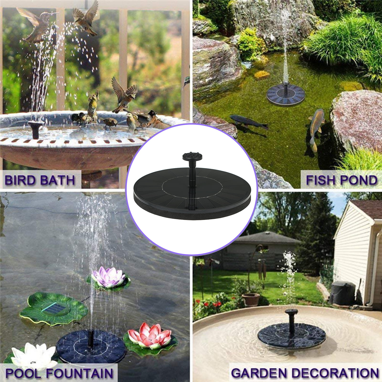 Best Saving Depot-Solar Bird Bath Fountain Pump- for Bird Bath,Fish Tank,Garden Decoration,Pond,Pool,Outdoor 1.4W Solar Fountain with 4 Nozzles 