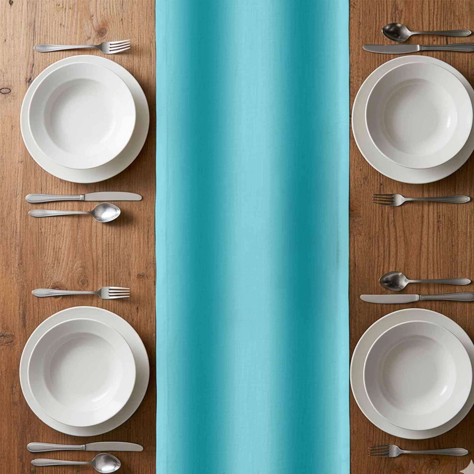 Teal Ombre Short Table Runner 60 Inches Long,Modern Abstract Art Farmhouse Gradient Cotton Linen Table Runners Dresser Scarves,Tabletop Scarf Furniture Cover for Home Dinner Party Decor 13"x60"