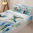 thumbnail image 3 of Homewish Girl Cartoon Hummingbird Zipper Full Size Comforter Sets with Fitted Sheet and 2 Pillowcases, Blue Flower Zipper Bedding Set, Polka Dots Reversible, 4-Piece, 3 of 6