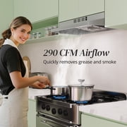FIREGAS Range Hood 30 inch Under Cabinet Range Hood with 2 Speed Exhaust Fan, 290 CFM,Stainless Steel