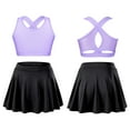 thumbnail image 6 of Venjoe Kids Girls 2pcs Tennis Golf Sports Outfit U Neck Tank Top with Pleated Skort Skirt Set Gym Lavender&Black 12, 6 of 7