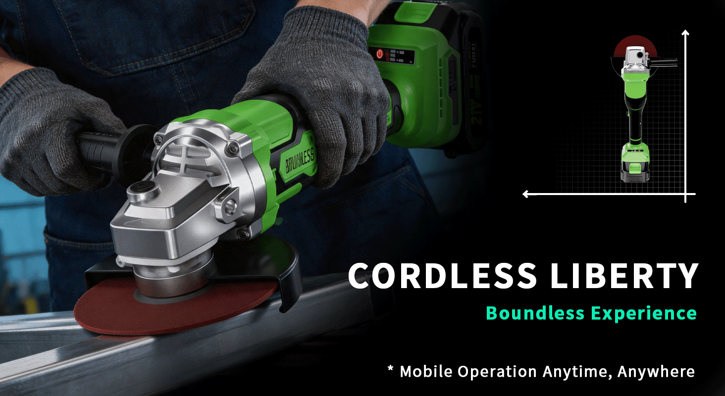 DGB Cordless Brushless Angle Grinder, Handheld Power Grinder for Cutting, Grinding and Polishing, Portable Electric Grinder for Metal, Wood and Tile Working