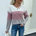 thumbnail image 4 of JINMGG 2024 Fall Winter Plus Size Sweaters for Women Clearance,Women's 2022 and Winter New Bottoming Long-sleeved Pullover Color-blocking V-neck Sweater, 4 of 5
