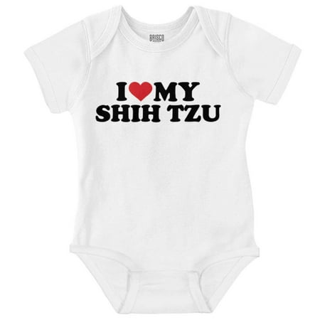Love My Shih Tzu Dog Owner Funny Pet Bodysuit Jumper Girls Infant Baby Brisco Brands 12M