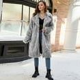 thumbnail image 5 of Women Fall Jacket Fashion Fuax Lapel Overcoat Fluffy Furry Winter Warm Thicken Outwears Coat, 5 of 7