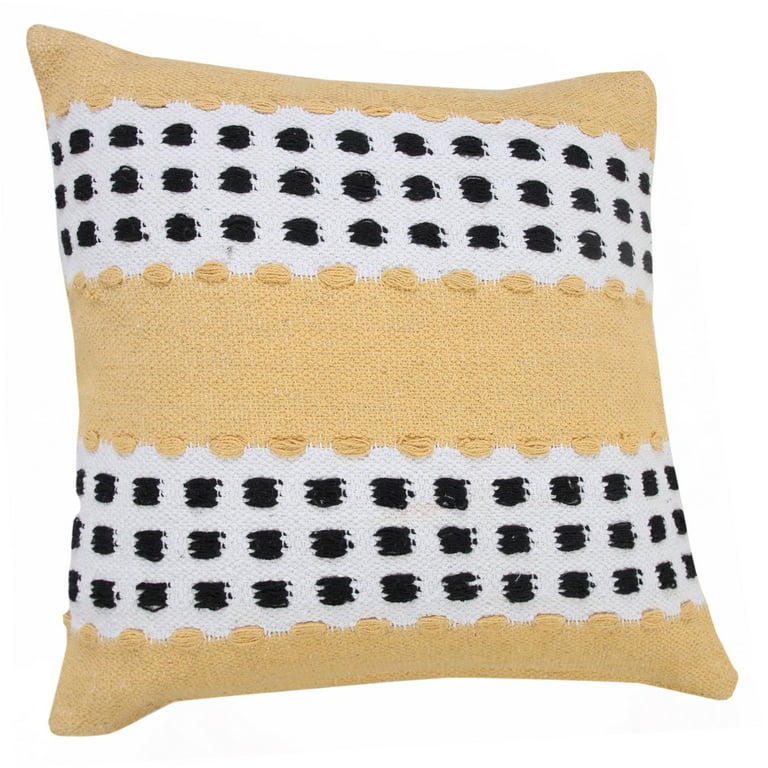 Ox Bay 20 x 20 Modern Bohemian Industrial Yellow Black White Multi color Stripes Cotton Throw Pillow Zip Closure Walmart