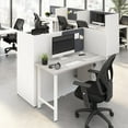 thumbnail image 1 of Hustle 48W 2 Person Cubicle Desk with Storage in White/Gray - Engineered Wood, 1 of 7
