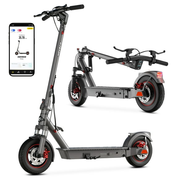 HOVSCO Electric Scooter, 450W Folding Commuter Electric Scooter for Adults, 23 MPH Max Speed & 26 Miles Long Range, 10" Pneumatic Tire, Dual Shock Absorbers