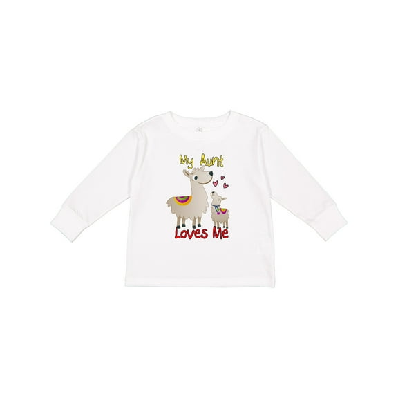 Inktastic My Aunt Loves Me Llama Boys or Girls Long Sleeve Toddler T-Shirt
