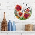 thumbnail image 3 of Dreamtimes Home Decor Red Poppy Flower Butterfly Round Acrylic 10 Inch Wall Clock Non Ticking Silent Clock Art for Living Room Kitchen Bedroom, 3 of 7