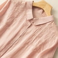 thumbnail image 4 of ZyeKqe Summer Tops for Women Dressy Casual Cotton Linen Shirts Embroidery Button down Blouse 3/4 Sleeve TopM-XXL, 4 of 6