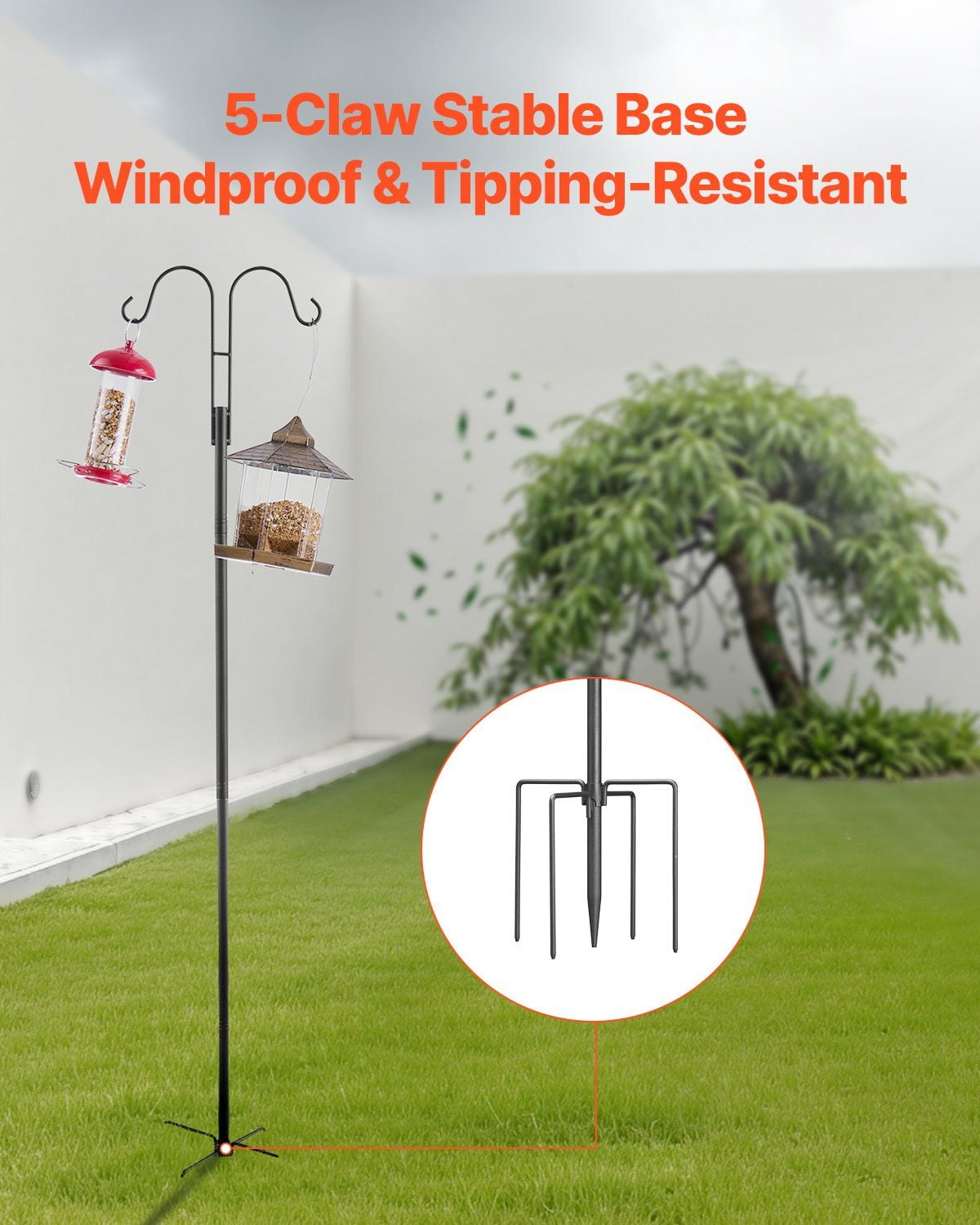 8-Pack 108" Heavy Duty Double Shepherd's Hooks – Sturdy Bird Feeder Poles for Outdoors, Hanging Plants, Lanterns & Garden Decor