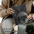 thumbnail image 5 of Allytech Shockproof Case for Samsung Galaxy Tab S9 11 Inch Tablet SM-X710 X716B, Heavy Duty Protection Shockproof Shoulder Strap Rotating Stand S Pen Holder Case Cover for Galaxy Tab S9 - Black, 5 of 10
