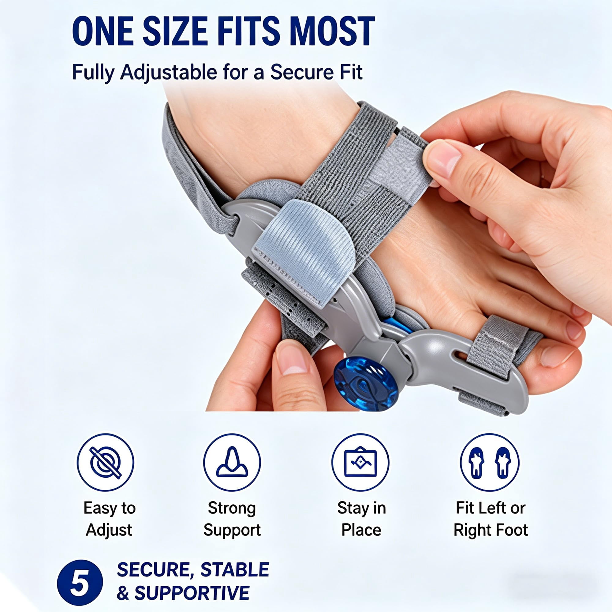 Nuleri Corrector de Juanetes, Adjustable Bunion Corrector for Women and Men with Tension Knob, Big Toe Straightener Splint, Left or Right Foot