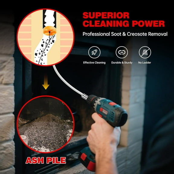 39 Feet Chimney Sweep Kit with Chrome Button Locking System