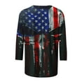 thumbnail image 5 of Lilgiuy 4th of July 3/4 Sleeve Shirt for Women Fashion Independence Day Printing Loose T-shirt Round Neck Casual Top Business Wear, 5 of 5