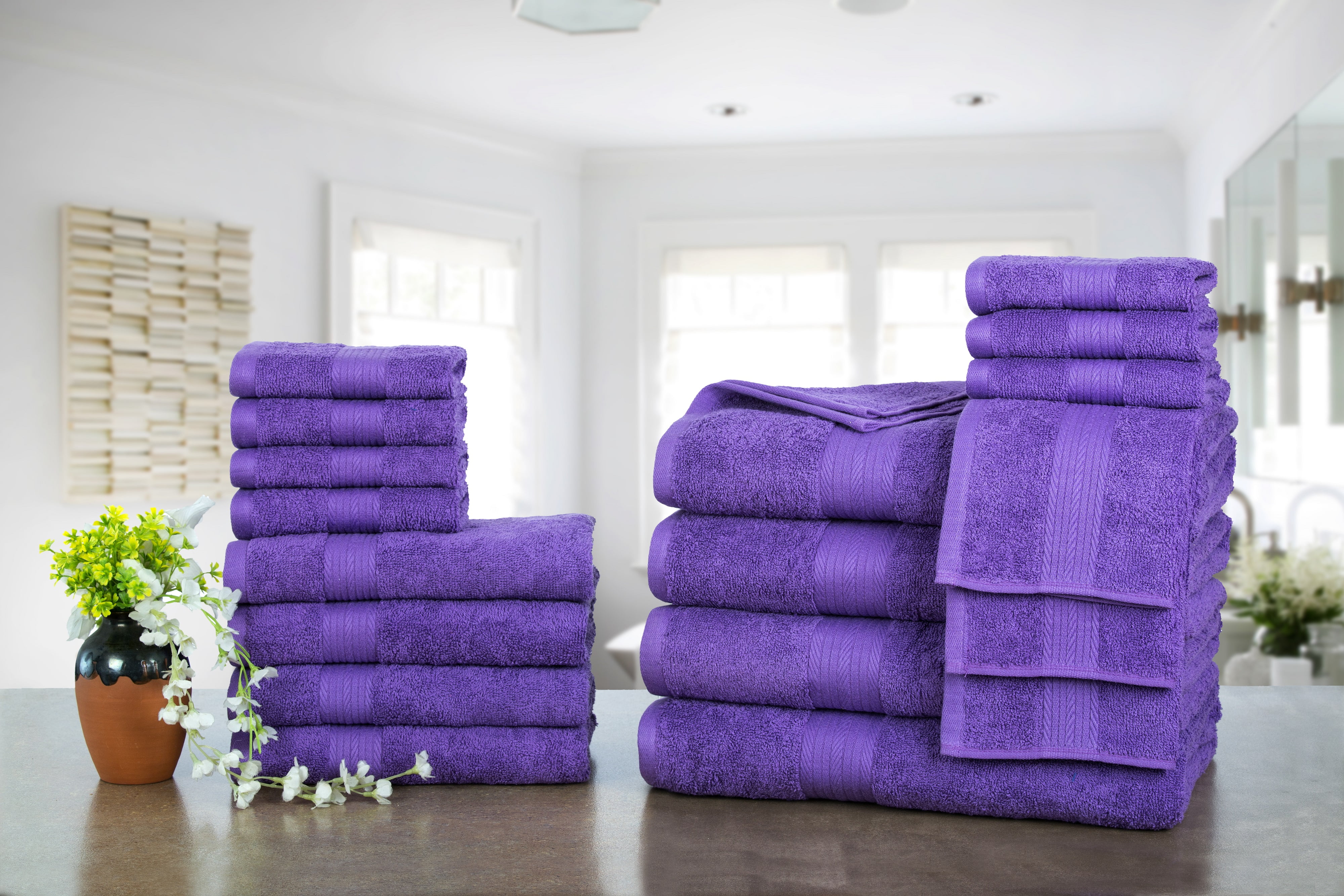 Purple Bath Set with Weave Design