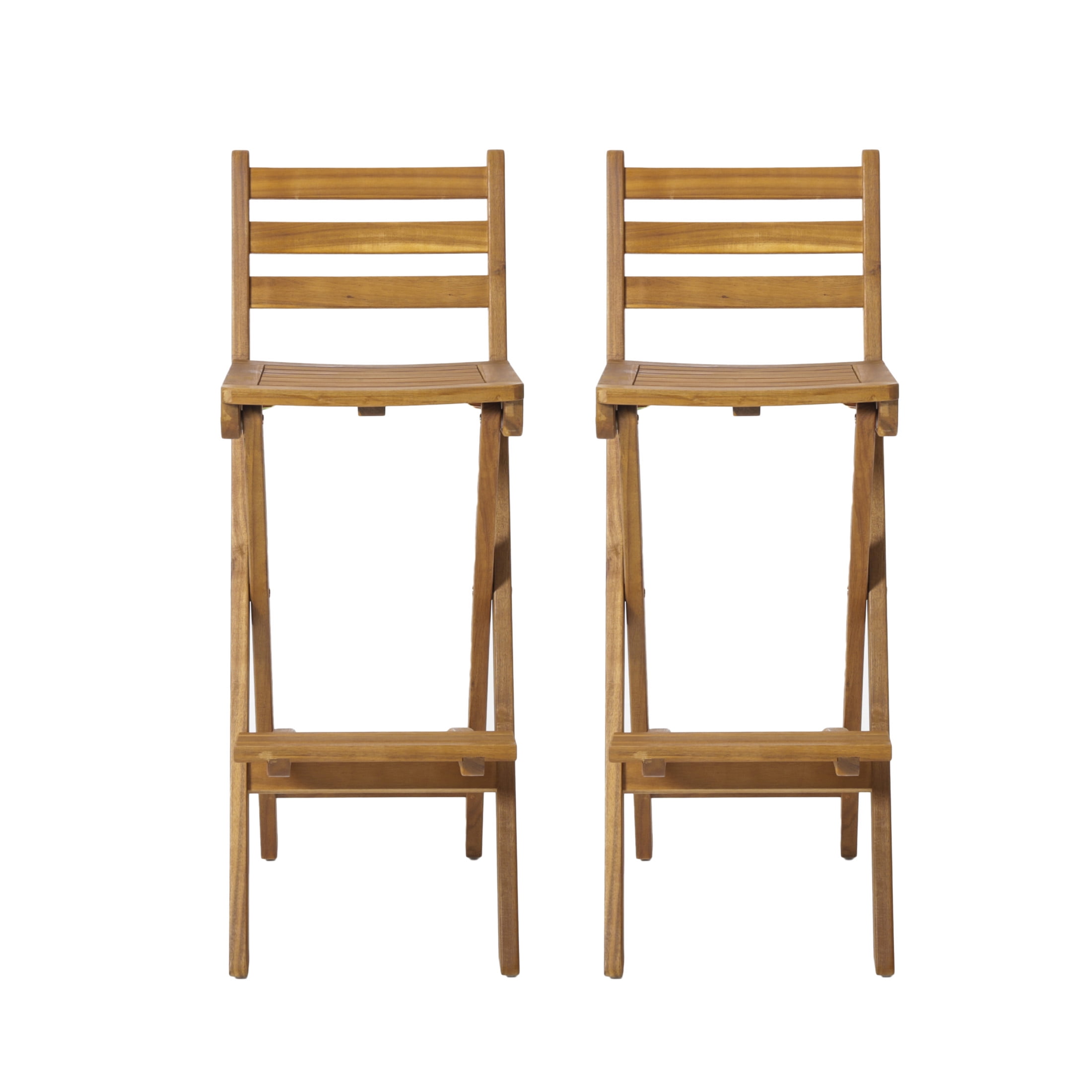 Granvel Outdoor Outdoor Acacia Wood 31 Inch Folding Barstool, Teak