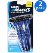 Gillette MACH3 Disposable Smooth Shave Razors 3 ct (Pack of 2)