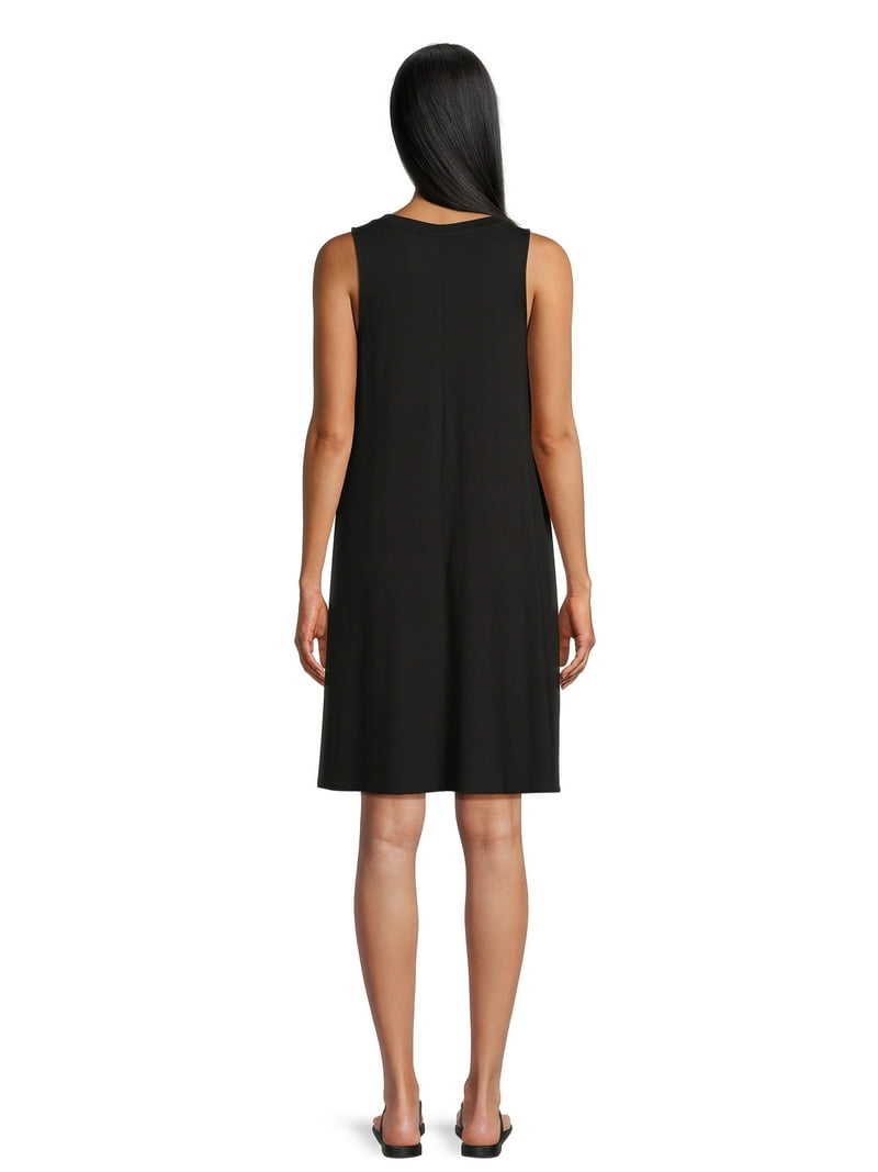 Time & Tru Women's Sleeveless Knit Swing Dress XS-XXXL, Comfortable Casual Office Wear