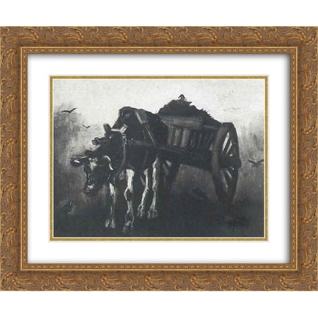 Vincent van Gogh 2x Matted 24x20 Gold Ornate Framed Art Print 'Cart with Black Ox'