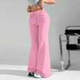 thumbnail image 4 of YDDIAN Flare Sweatpants Women Plus Size High Waisted Baggy Pants Wide Leg Summer Work Drawstring Sweatpants with Pockets Pink M, 4 of 5