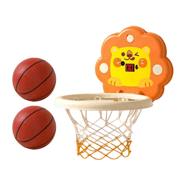 Aro de baloncesto para niños, juguete deportivo de interior para niños, juego familiar portátil de altura ajustable, portería de baloncesto para puert Oso