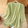 thumbnail image 6 of Lpmadey Boho Tops for Women Retro 3/4 Sleeve Embroidered Flowy Lightweight Cotton Linen Top Peasant Blouse, 6 of 7