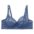 thumbnail image 5 of FUNUONY Hot Sale!! Lace Bralettes for Women No Underwire Triangle See Thru V Neck Unpadded Bra 2 Pack Lace Underwear Underwired Women's Charmming Bra 2Pc Navy 38, 5 of 9