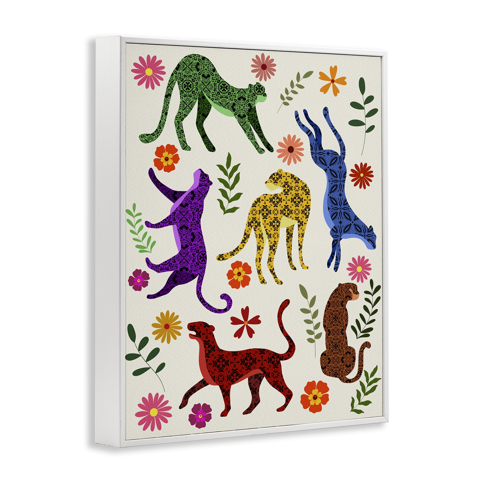 Stupell Industries Boho Patterned Cheetahs Animals & Insects Painting White Framed Art Print Wall Art, 24 x 30
