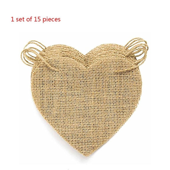 Yammee 1 Set Love Heart Rustic Linen Jute Hessian Burlap Lace Party Pennant Bunting Fla