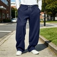 thumbnail image 6 of Men's Casual Baggy Sweatpants Wide Leg Golf Travel Pants Streetwear Joggers with Back Pockets Size 3XL Navy, 6 of 9